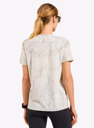 Bežecké tričko dámske Odlo Zeroweight Chill-Tec Print Crew Neck S/S - gardenia