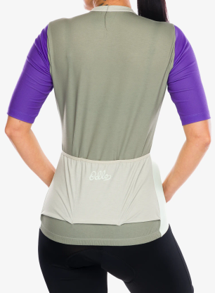 Dámsky cyklistický dres Odlo Essential Heritage Print T-Shirt S/U Collar S/S Full Zip - agate gray