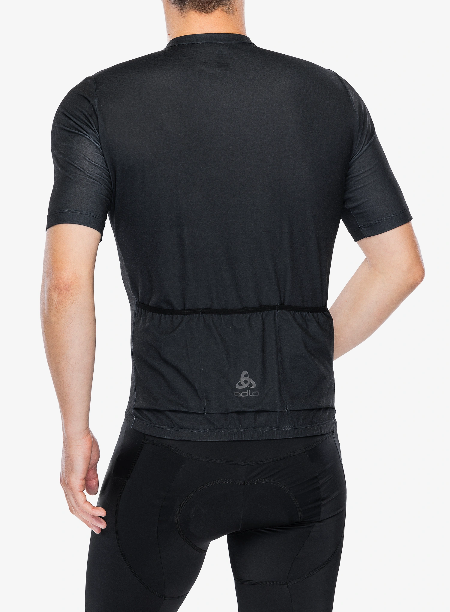 Cyklodres Odlo Essential T-Shirt S/U Collar S/S Full Zip - black