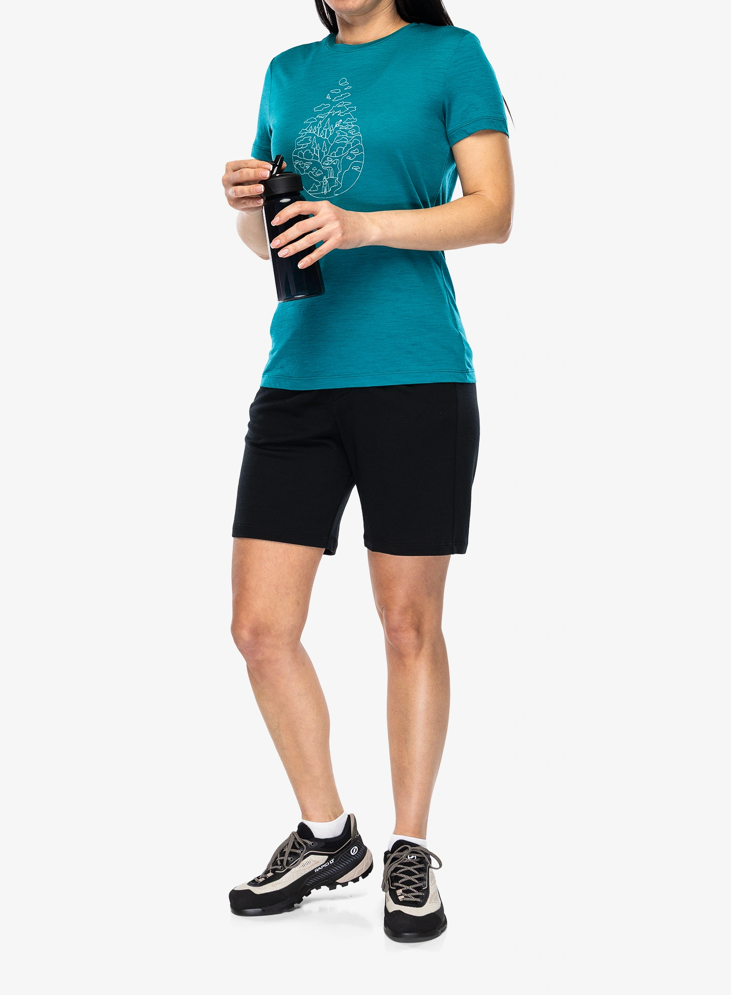 Merino tričko dámske Icebreaker Merino 150 Tech Lite III SS Tee Hike Path - tidal teal