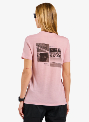 Merino tričko dámske Odlo Merino 160 Postcards Crew Neck S/S - hyper pink
