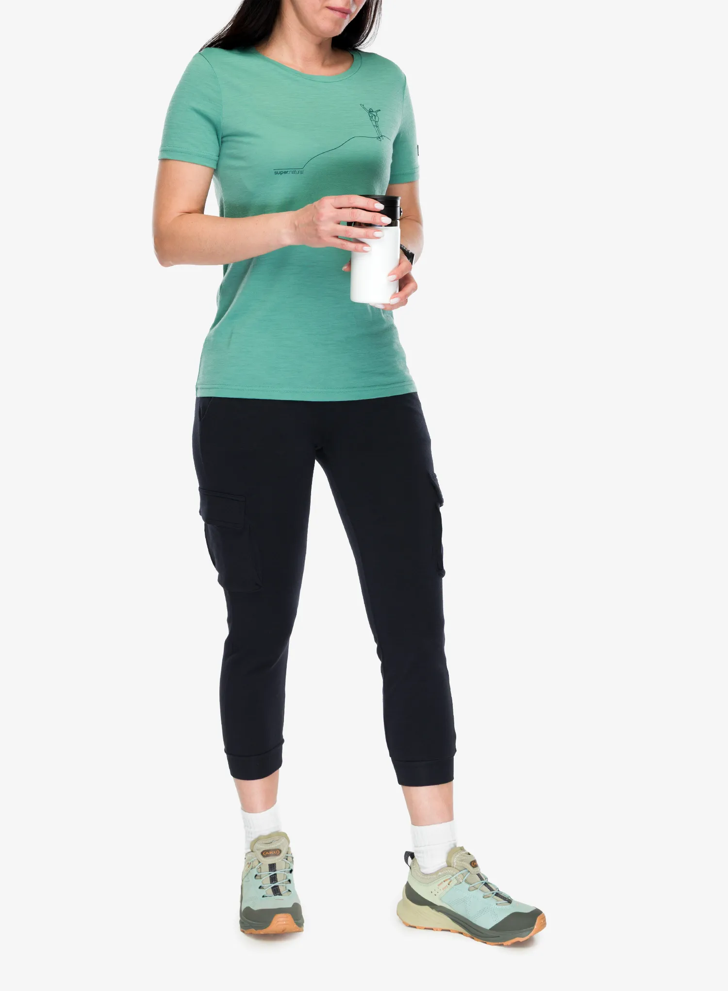 Merino tričko dámske Super.natural Berggluck Tee - lagoon green/pacific