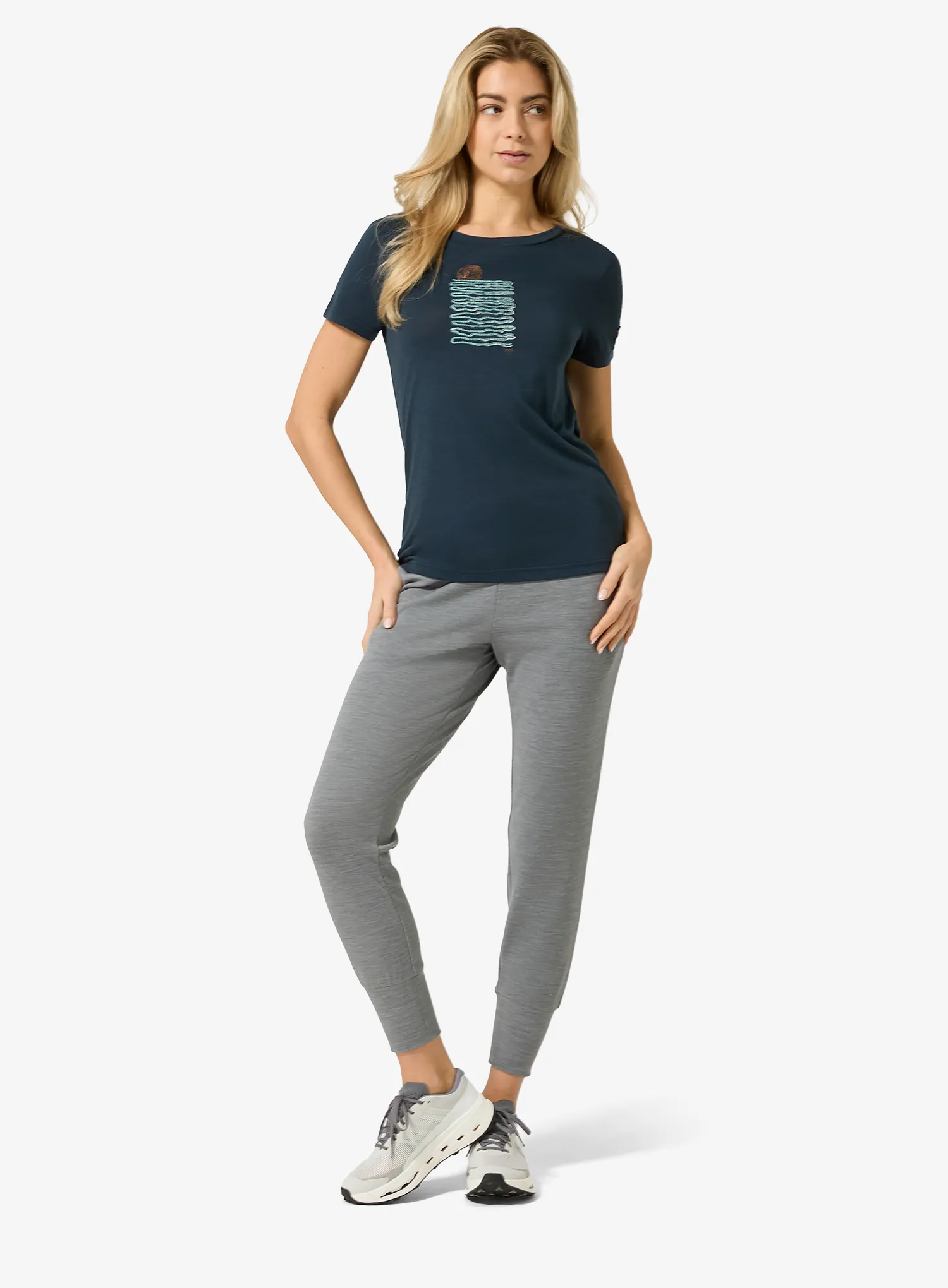 Merino tričko dámske Super.natural Sea Line Tee - blueberry/various