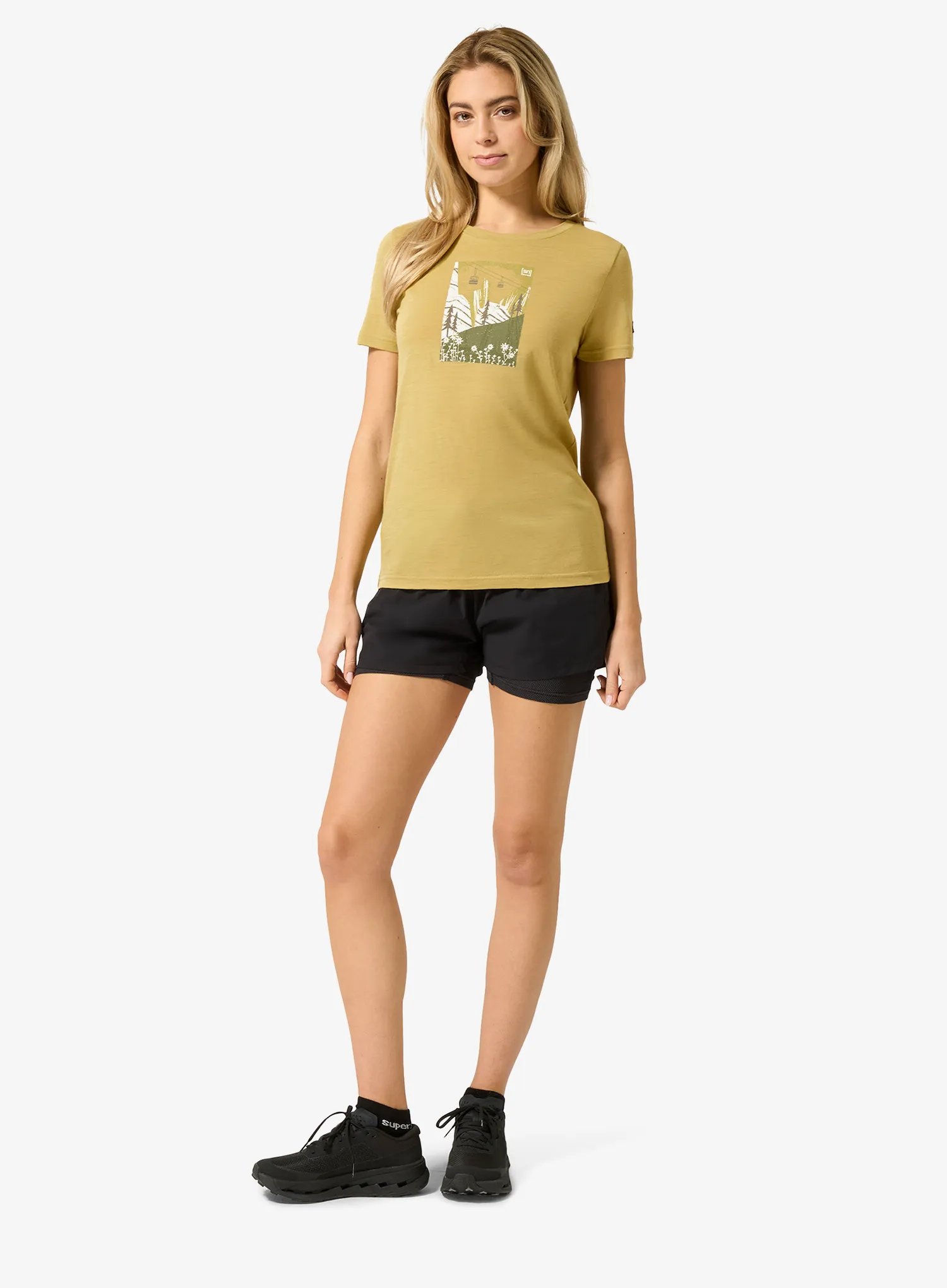Merino tričko dámske Super.natural Summer Gondola Tee - sahara/various