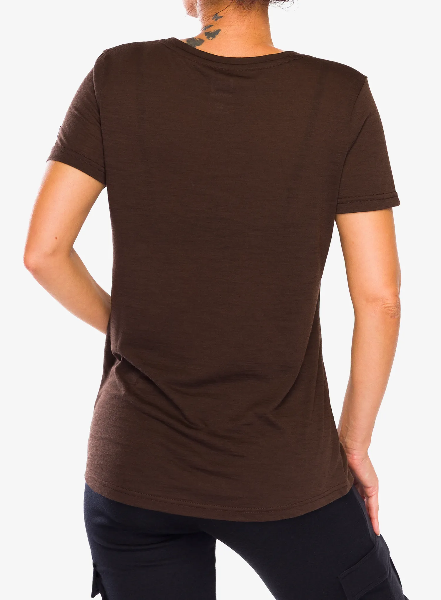 Merino tričko dámske Super.natural Teabag World Tee - chocolate bean/feather grey