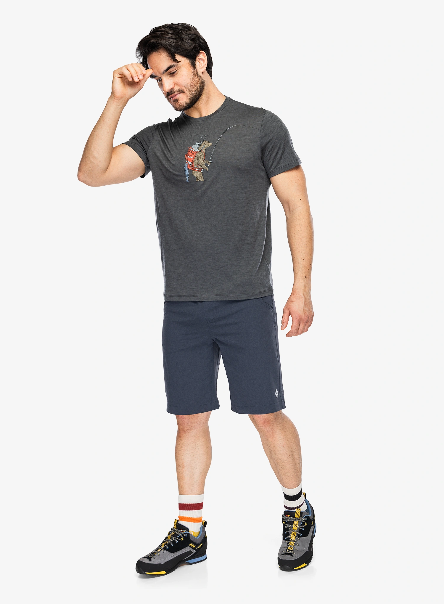 Merino tričko Icebreaker Merino 150 Tech Lite SS Tee Bear Catch - obsidian
