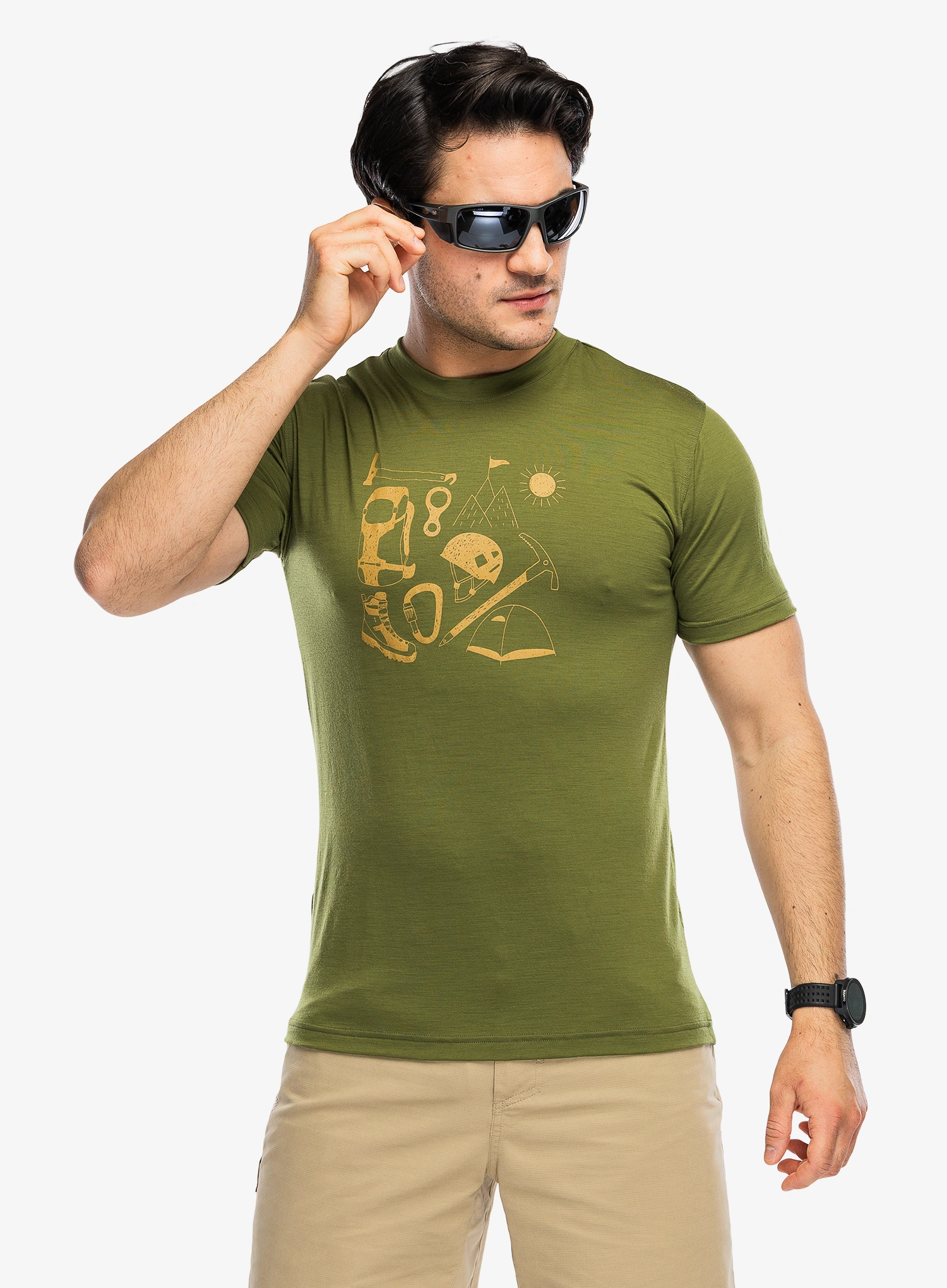 Merino tričko Sensor Merino Active Hiking Tee SS - safari green