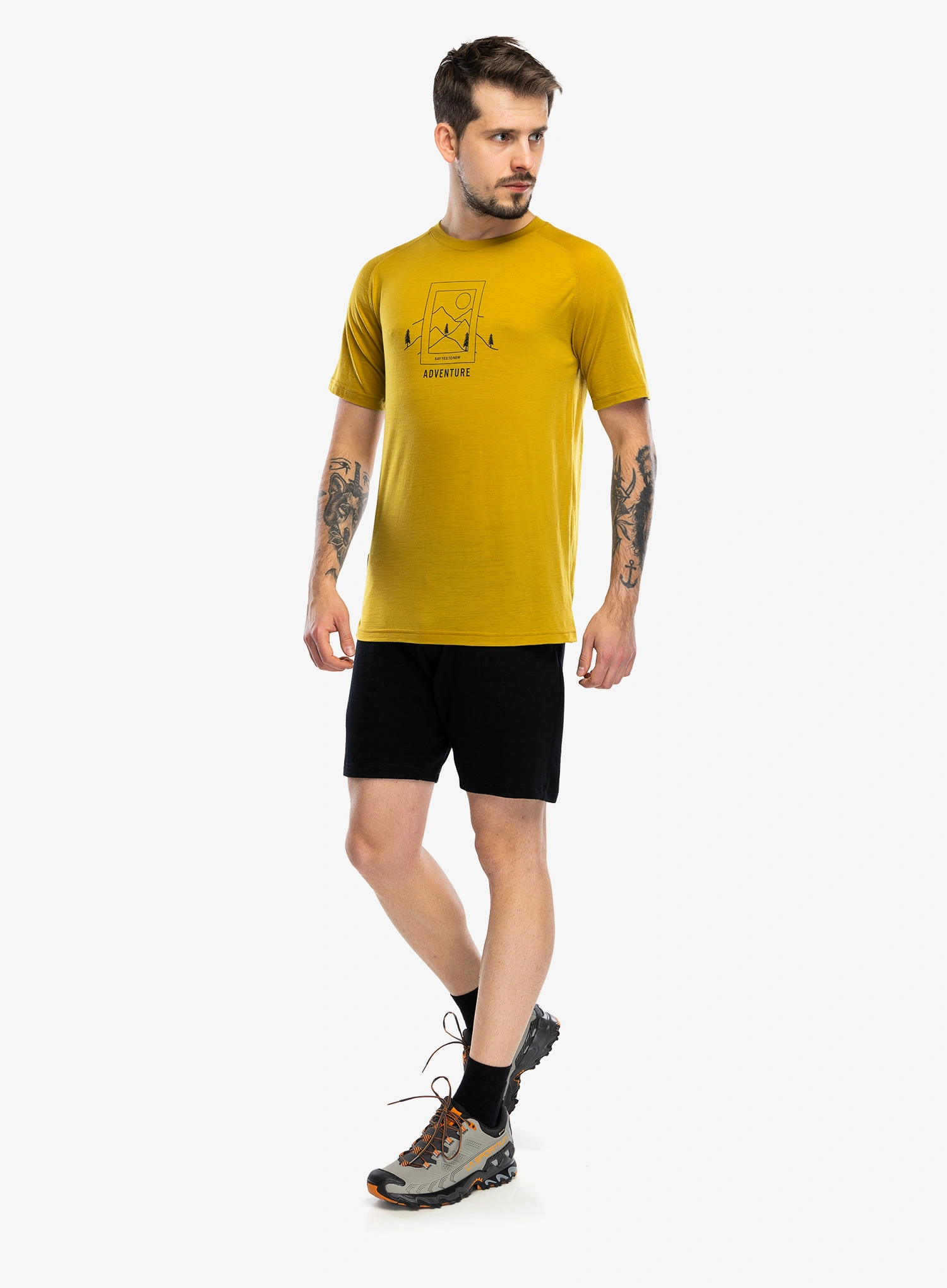 Merino tričko Sensor Merino Air Say Yes Tee SS - mustard