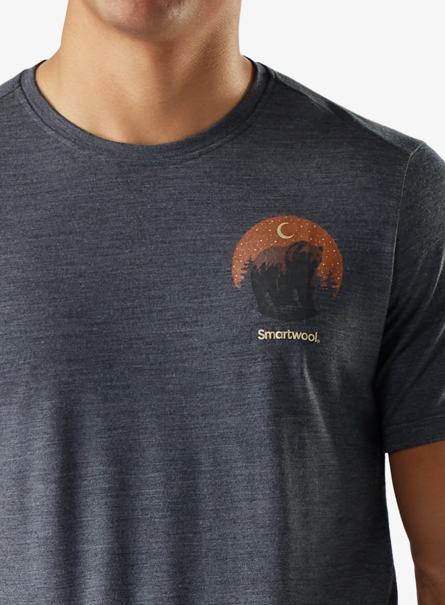 Merino tričko Smartwool Lunar Bear Active Short Sleeve Graphic Tee - charcoal heather