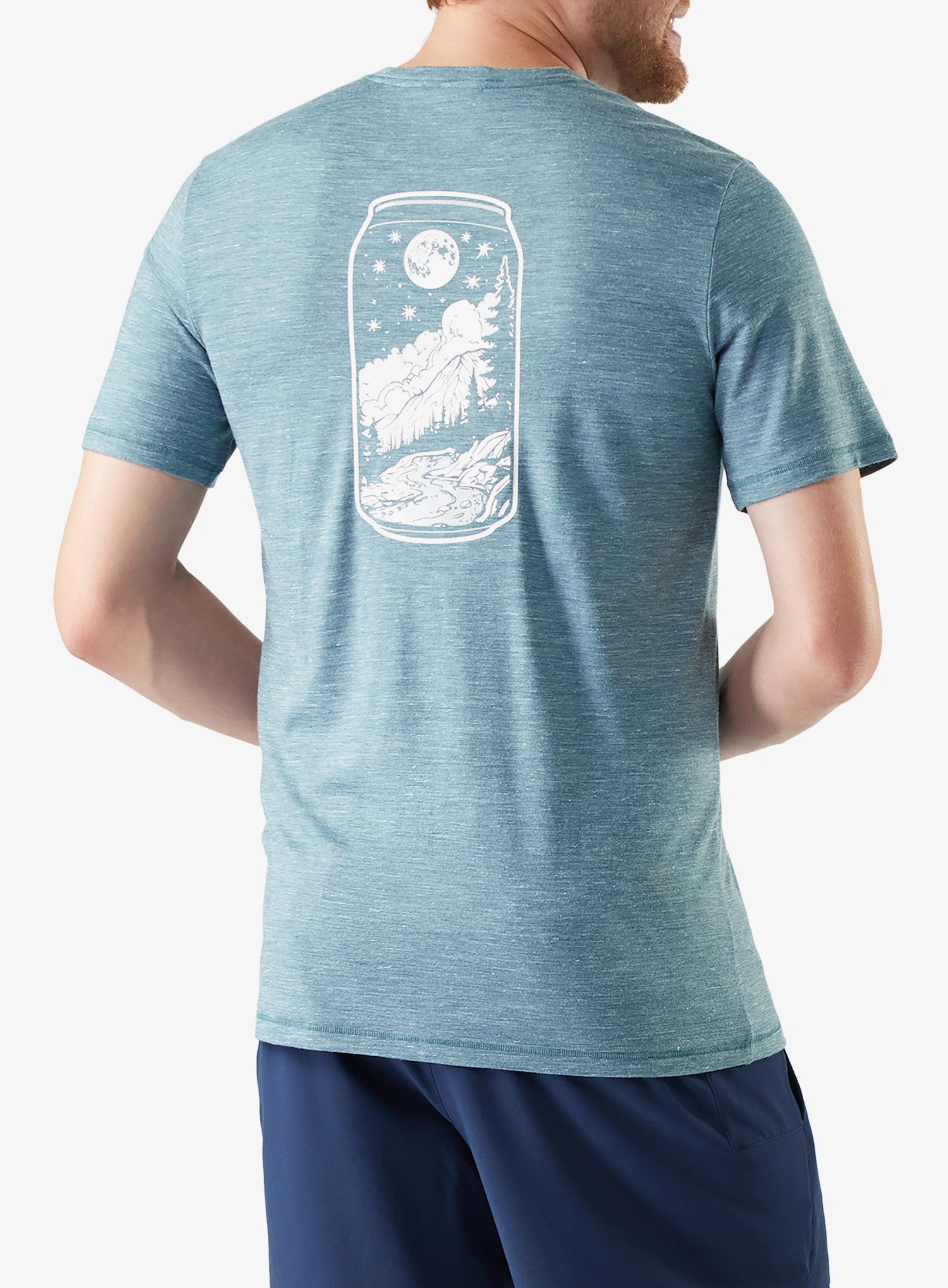 Merino tričko Smartwool Merino Hemp Blend Peak Pints Short Sleeve Graphic Tee - dusty teal