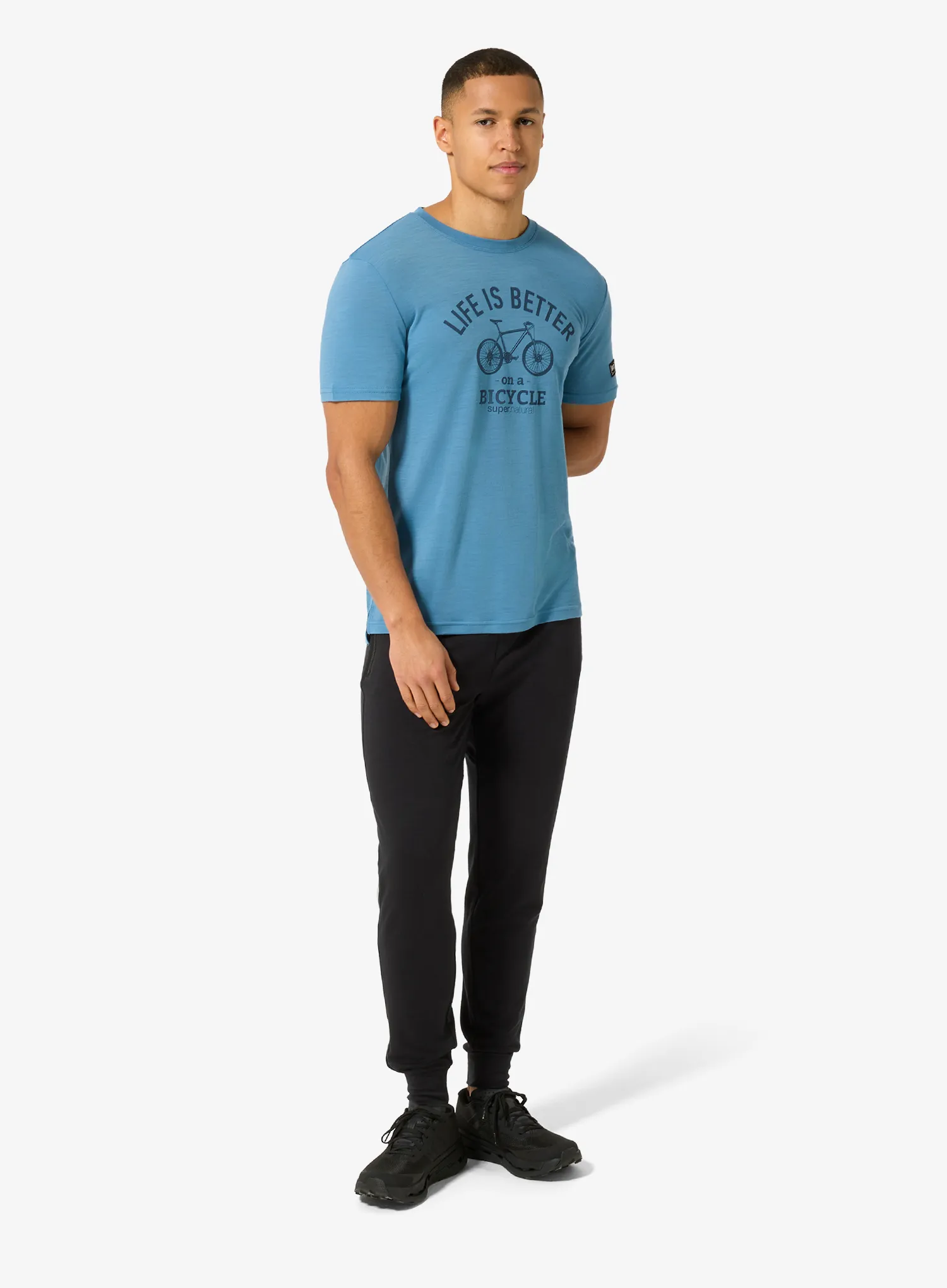 Merino tričko Super.natural Better Bike Tee - blue heaven/ocean blue