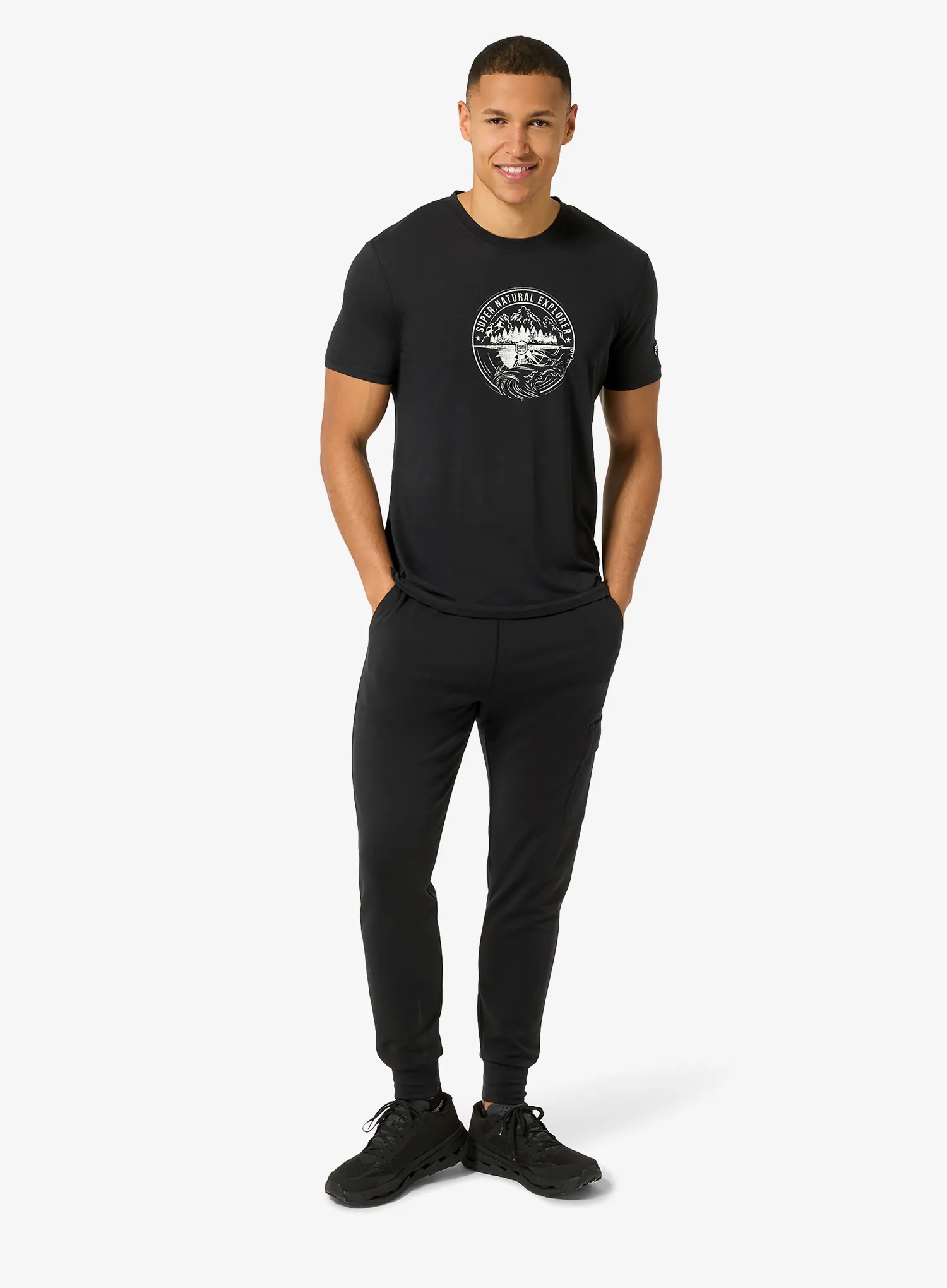 Merino tričko Super.natural Exploring Tee - jet black/feather grey