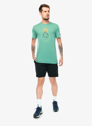 Merino tričko Super.natural No Map Tee - lagoon green/various