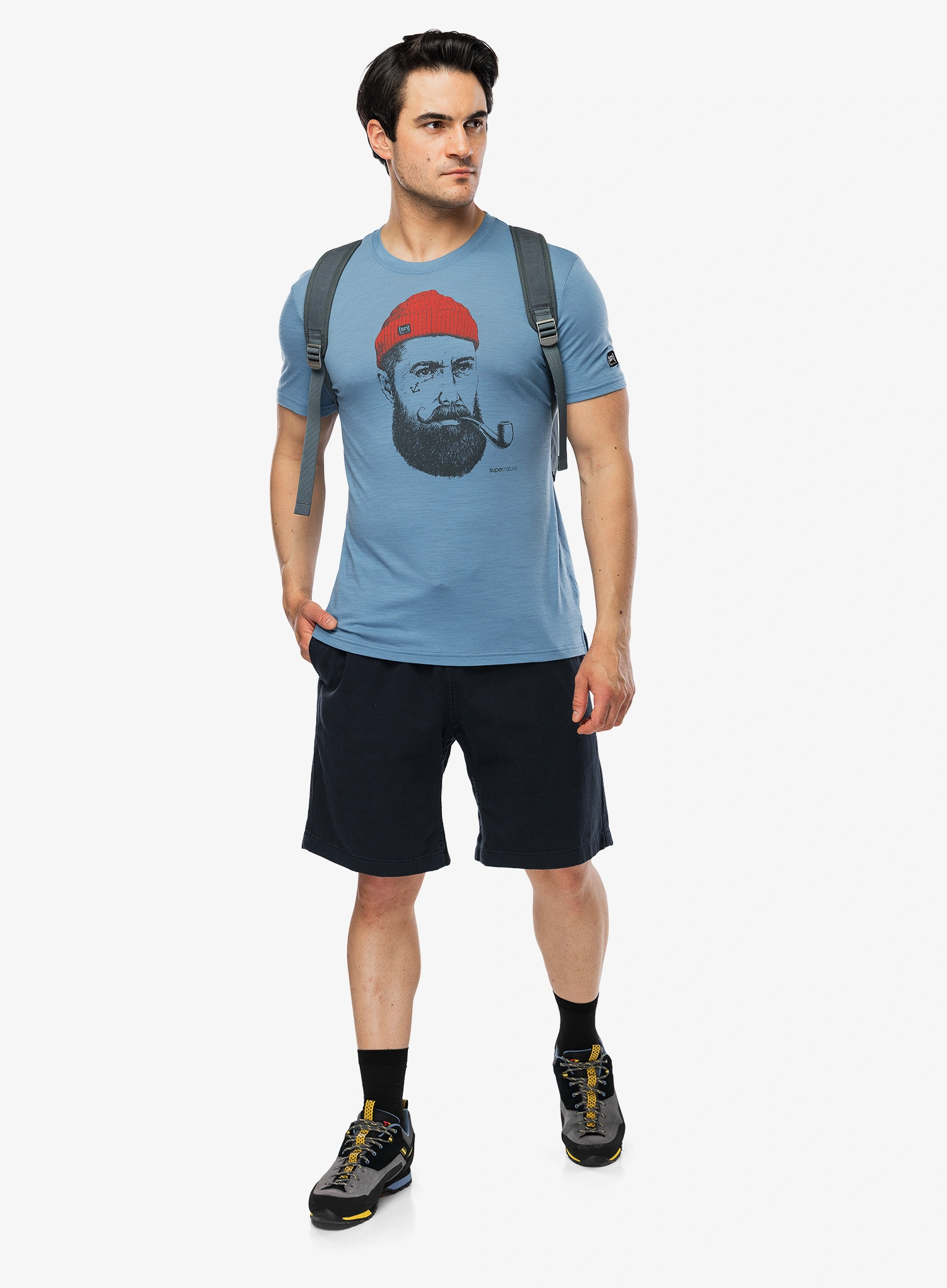 Merino tričko Super.natural Sn Sailor Tee - ble heaven/dark mel/h.risk red
