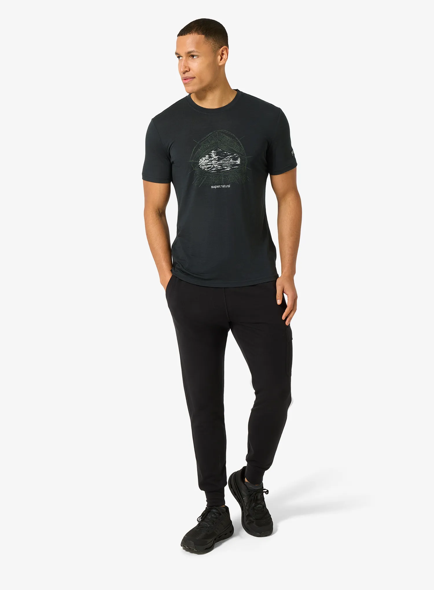Merino tričko Super.natural Tent View Tee - jet black/various