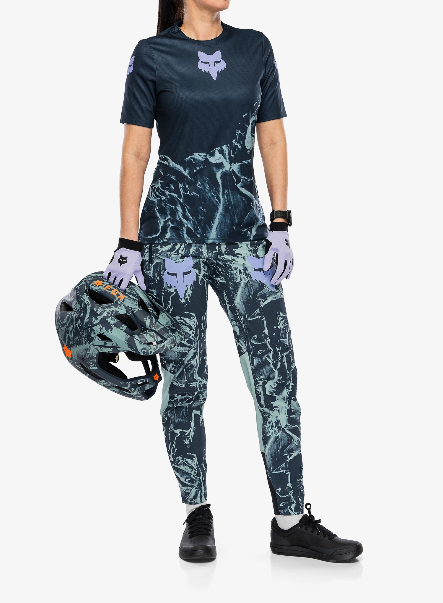 Dámske cyklistické tričko Fox Ranger SS Jersey Img Print - arctic blue