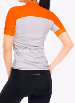 Dámske cyklistické tričko POC Essential Road Logo Jersey - zink orange/granite grey