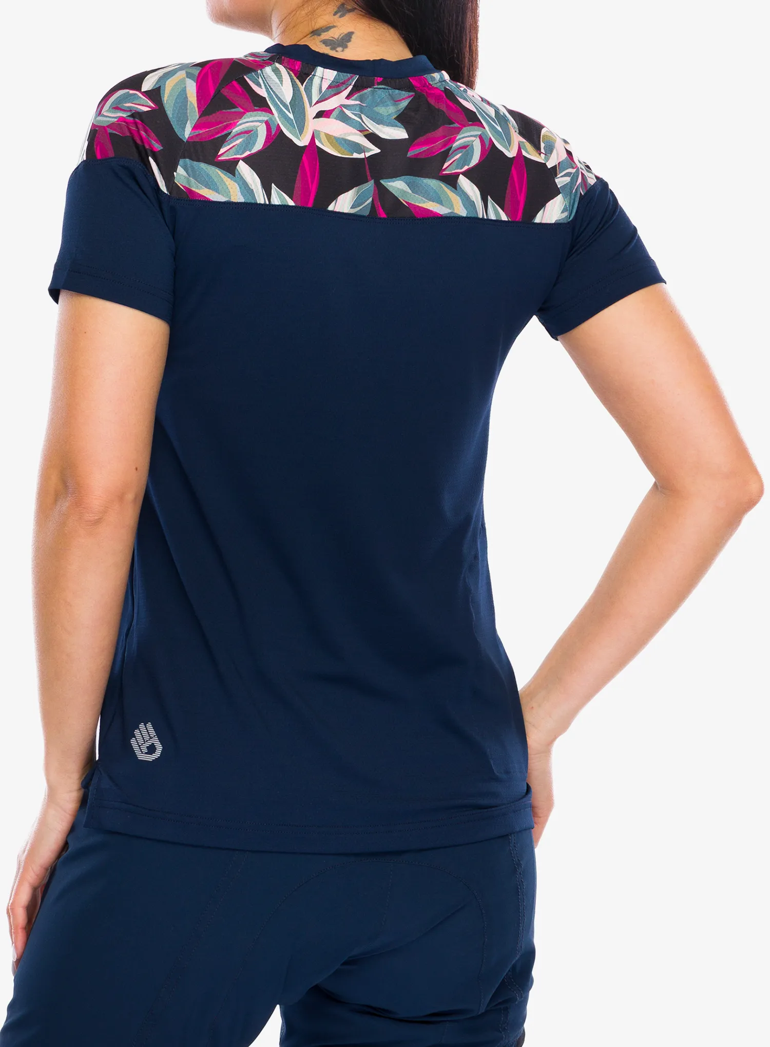Dámske cyklistické tričko Sensor Helium Jersey S/S - deep blue/leaves