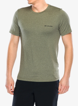 Tričko Columbia Kwick Hike Back Graphic S/S Tee - green heather/view multi