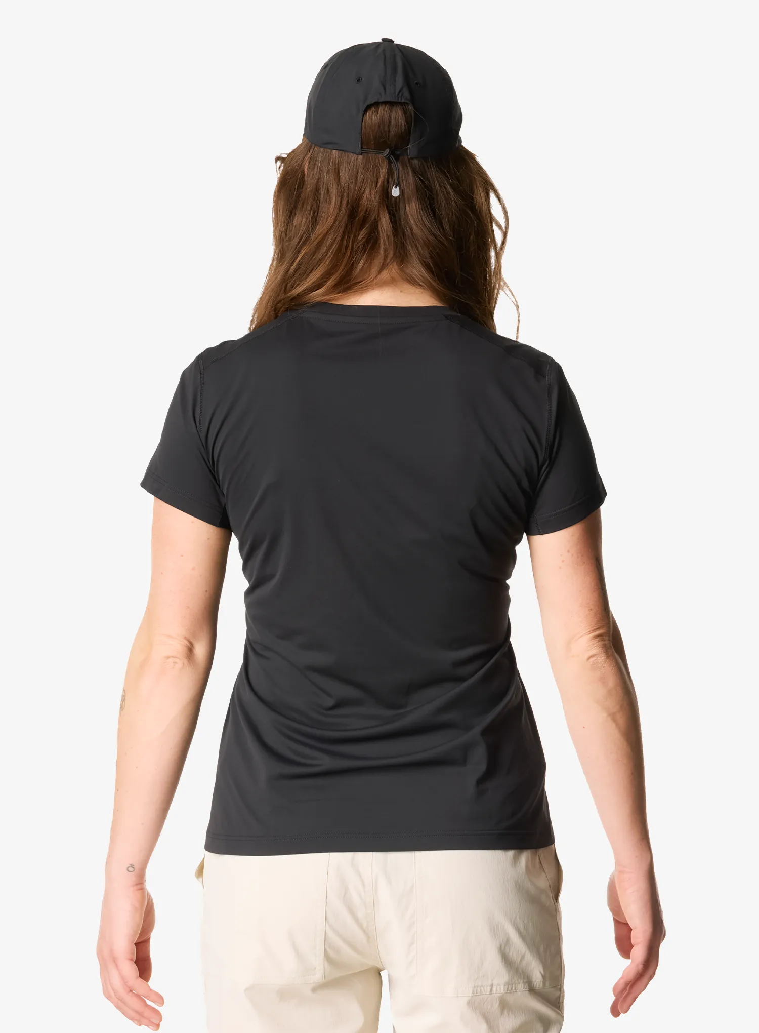 Dámske tričko Houdini Pace Air Message Tee - true black/houdini logo