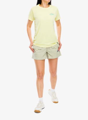 Dámske tričko Patagonia Cap Cool Daily Shirt Trailcheck - lemon zest