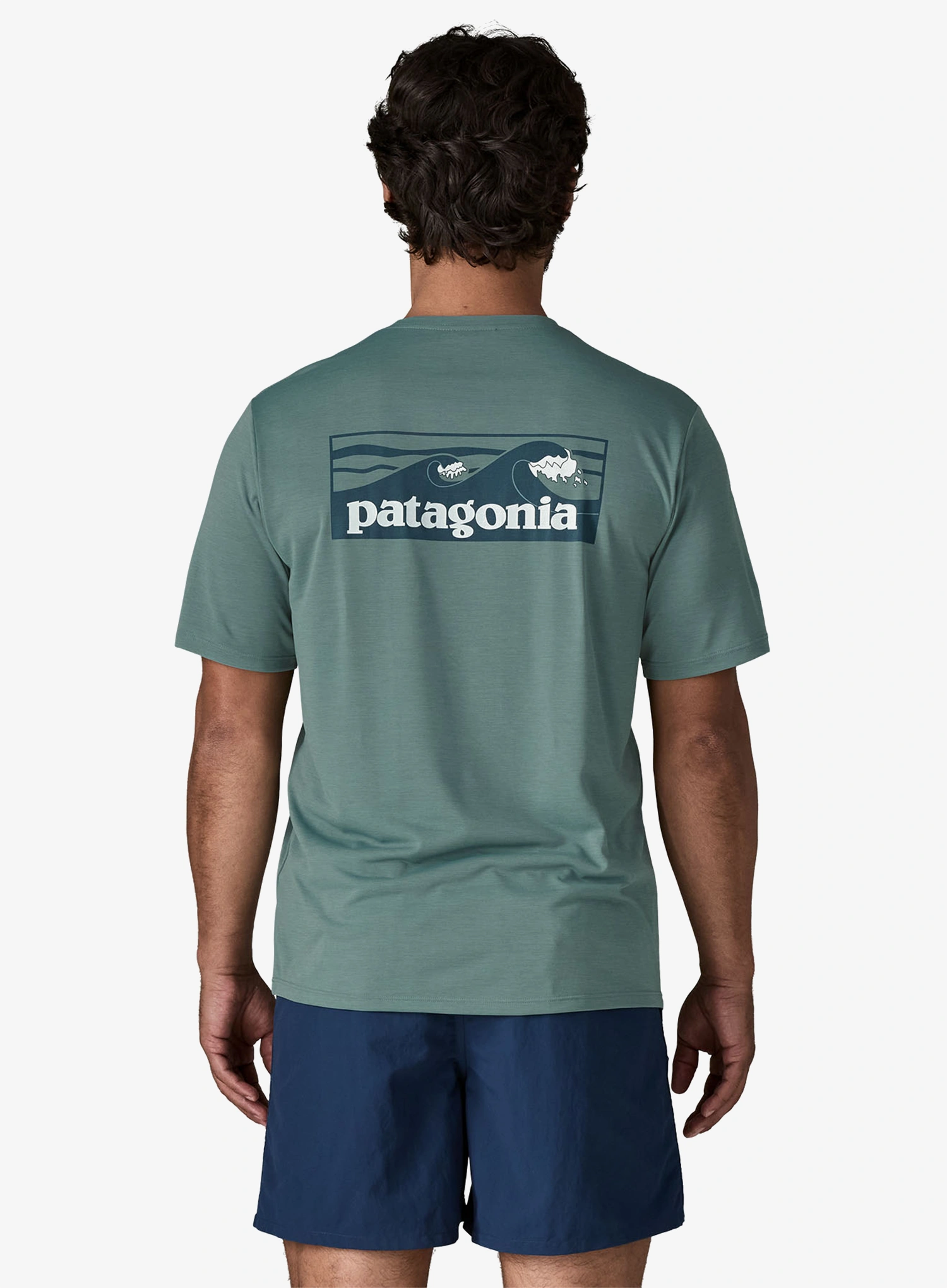 Tričko Patagonia Cap Cool Daily Shirt Boardshort Logo - blue sage/l.blue sage x-dye