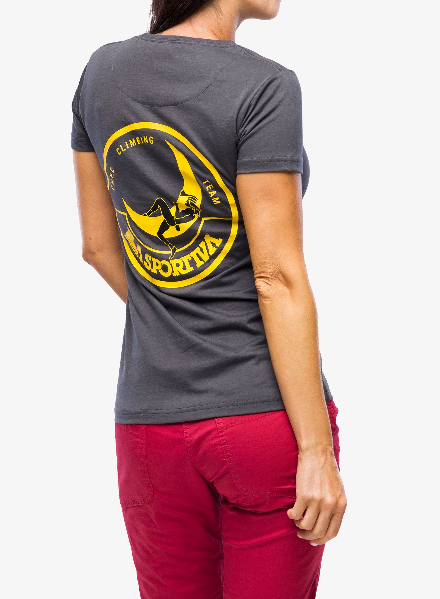 Lezecké tričko dámske La Sportiva Climbing on the Moon T-Shirt - carbon/giallo