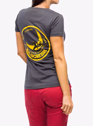 Lezecké tričko dámske La Sportiva Climbing on the Moon T-Shirt - carbon/giallo