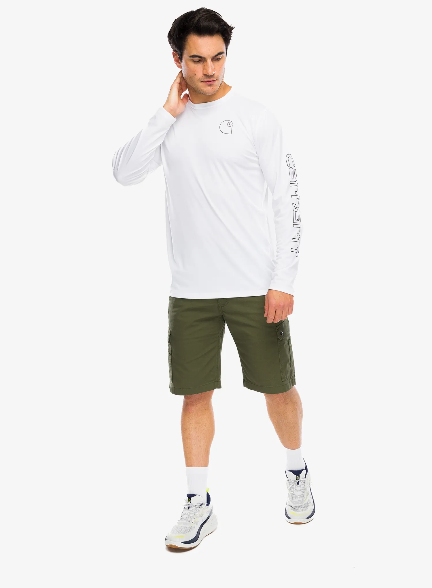 Tričko s dlhými rukávmi Carhartt Force Sun Defender Relaxed LS Logo T-Shirt - white
