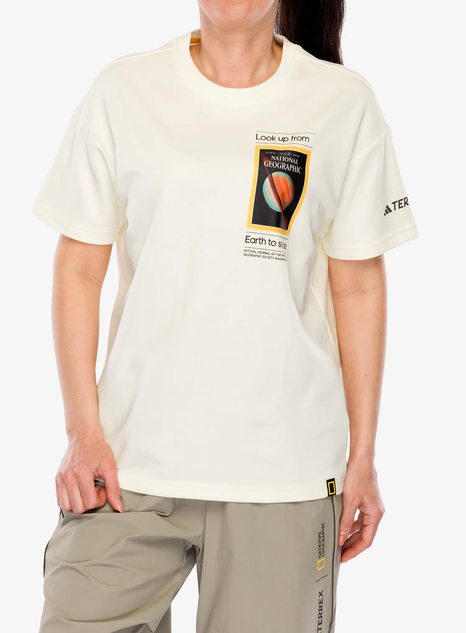 Tričko s potlačou adidas TERREX National Geographic UF AEROREADY GFX Tee - ivory