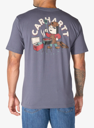 Tričko s potlačou Carhartt Irvine Relaxed Grill T-Shirt - bluestone