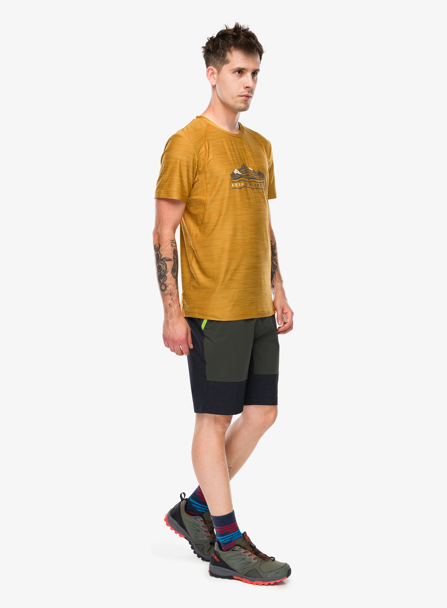 Tričko s potlačou CMP Toto T-Shirt Melange Stretch Jersey - curcuma