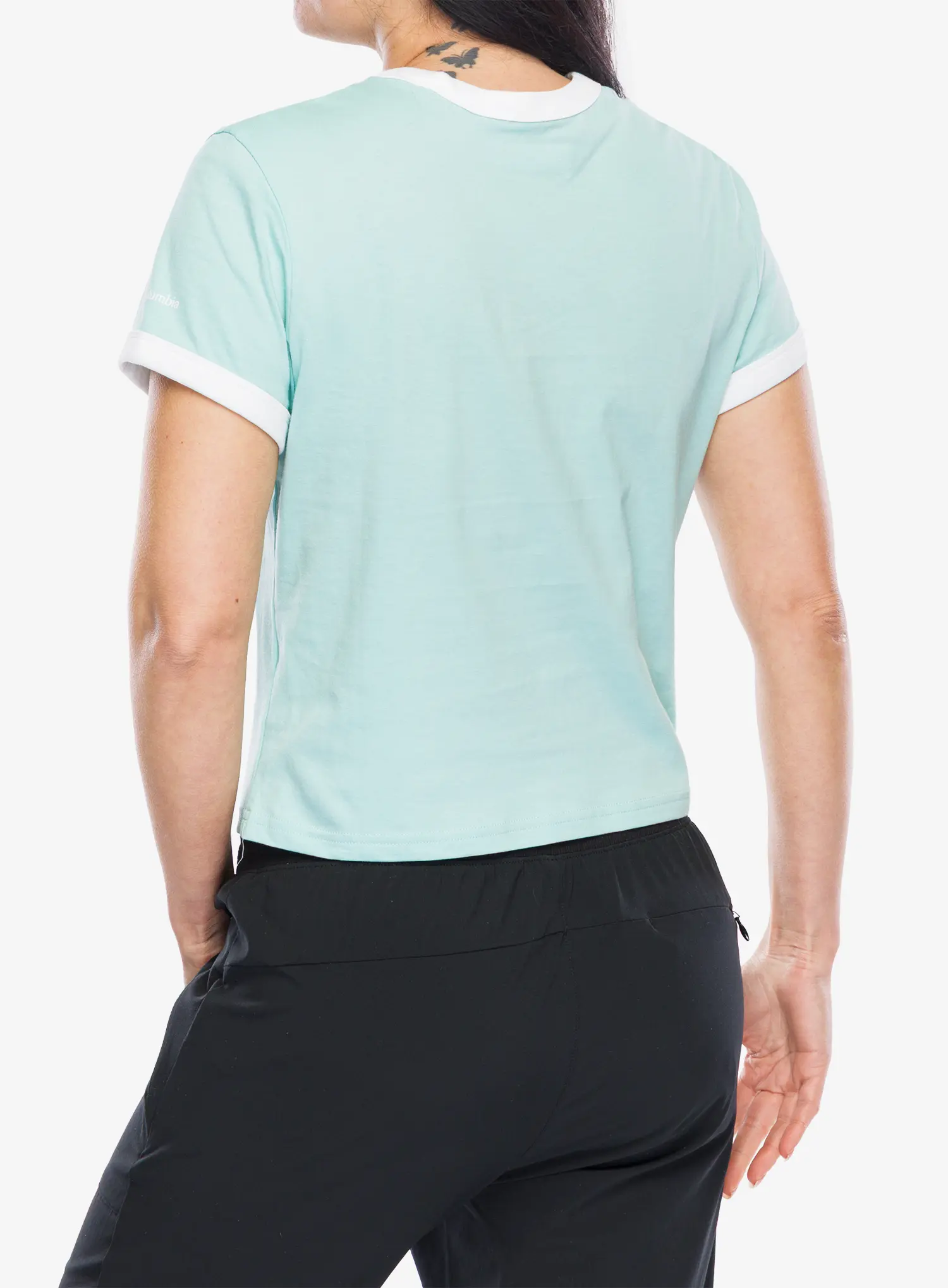 Tričko s potlačou dámske Columbia Rolling Bend Graphic Ringer Tee - spray/elevated script