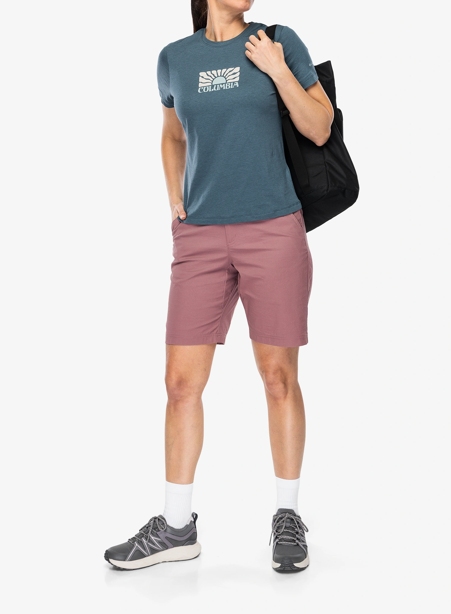 Tričko s potlačou dámske Columbia Ruby Springs Graphic Fitted S/S - everblue/brandrise