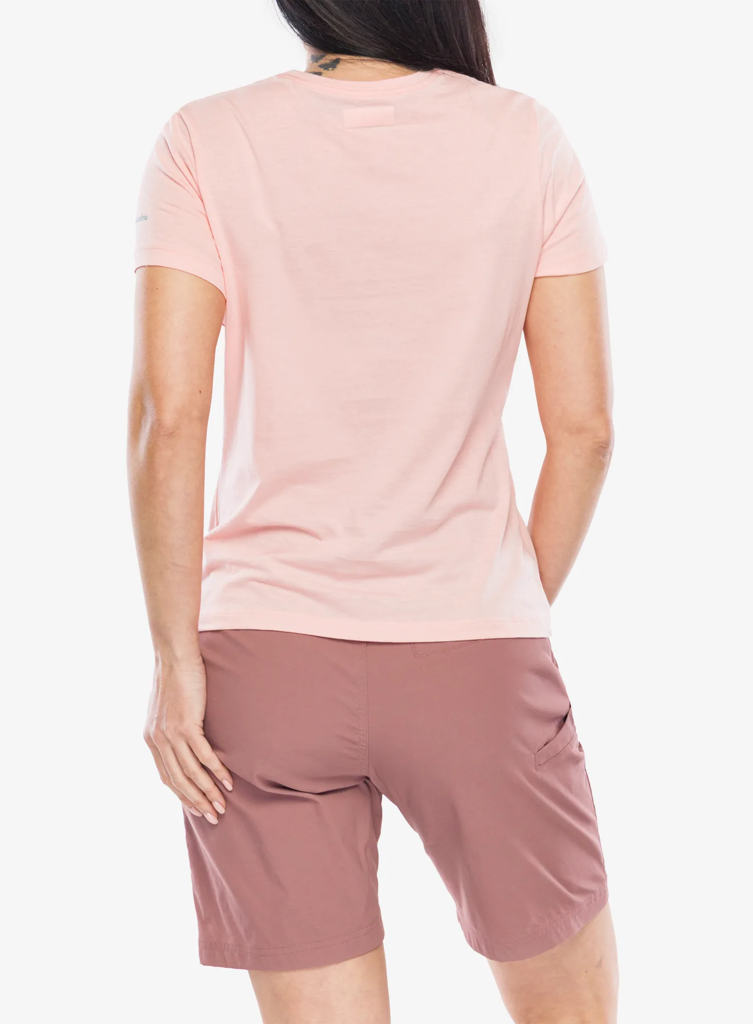 Tričko s potlačou dámske Columbia Ruby Springs Graphic Fitted S/S - pink sand/ready for rays