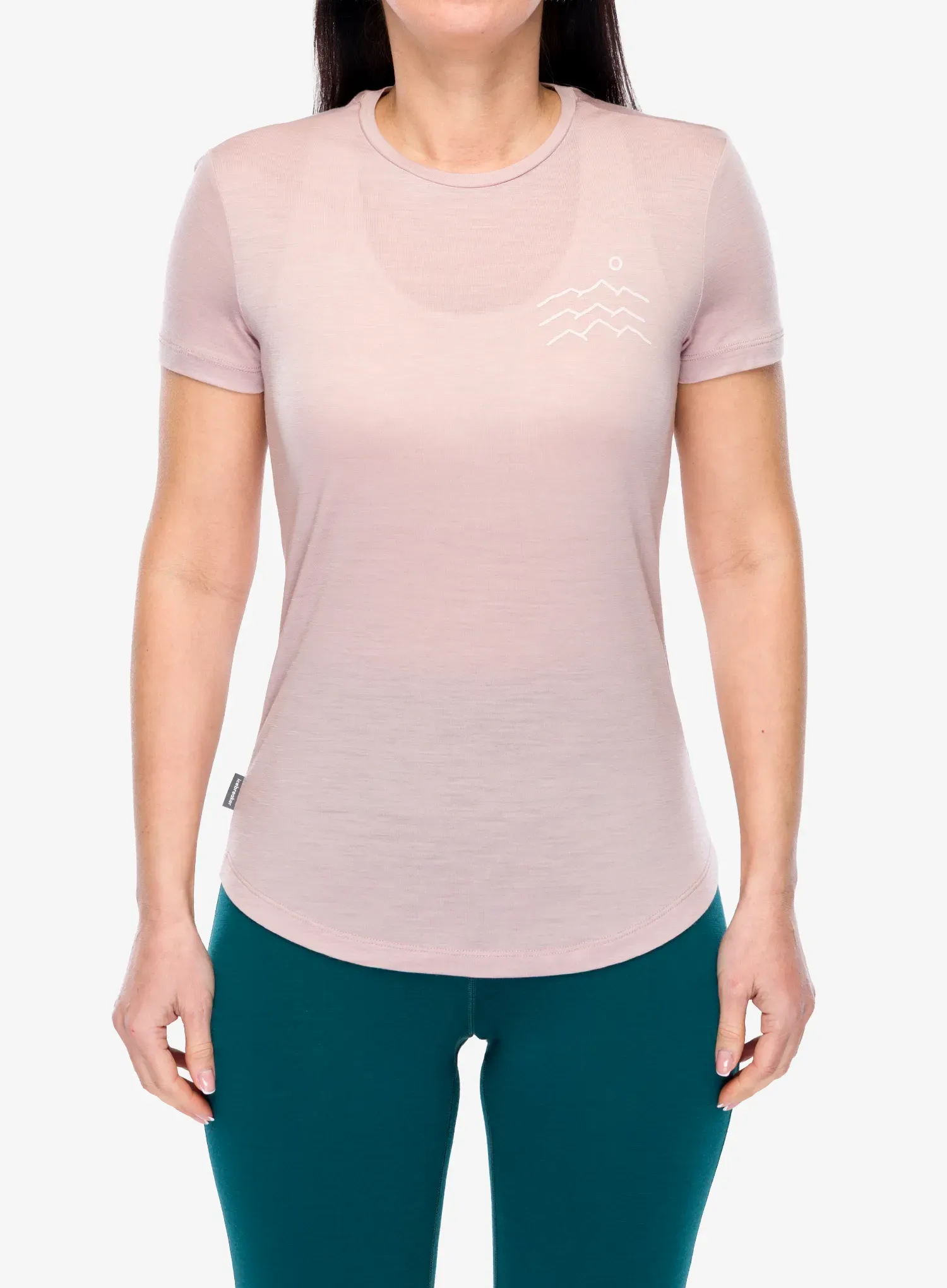Tričko s potlačou dámske Icebreaker Merino 125 Cool-Lite Sphere SS Tee Across The Peaks - pink quartz