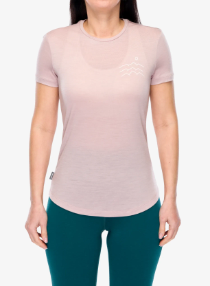 Tričko s potlačou dámske Icebreaker Merino 125 Cool-Lite Sphere SS Tee Across The Peaks - pink quartz