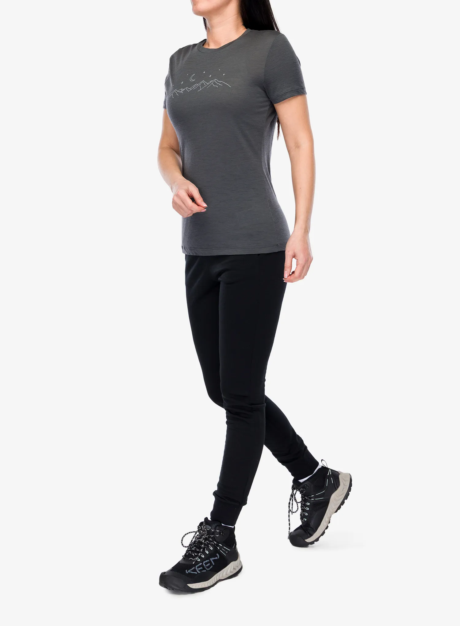 Tričko s potlačou dámske Icebreaker Merino 150 Tech Lite SS Tee Sparkling Stars - obsidian