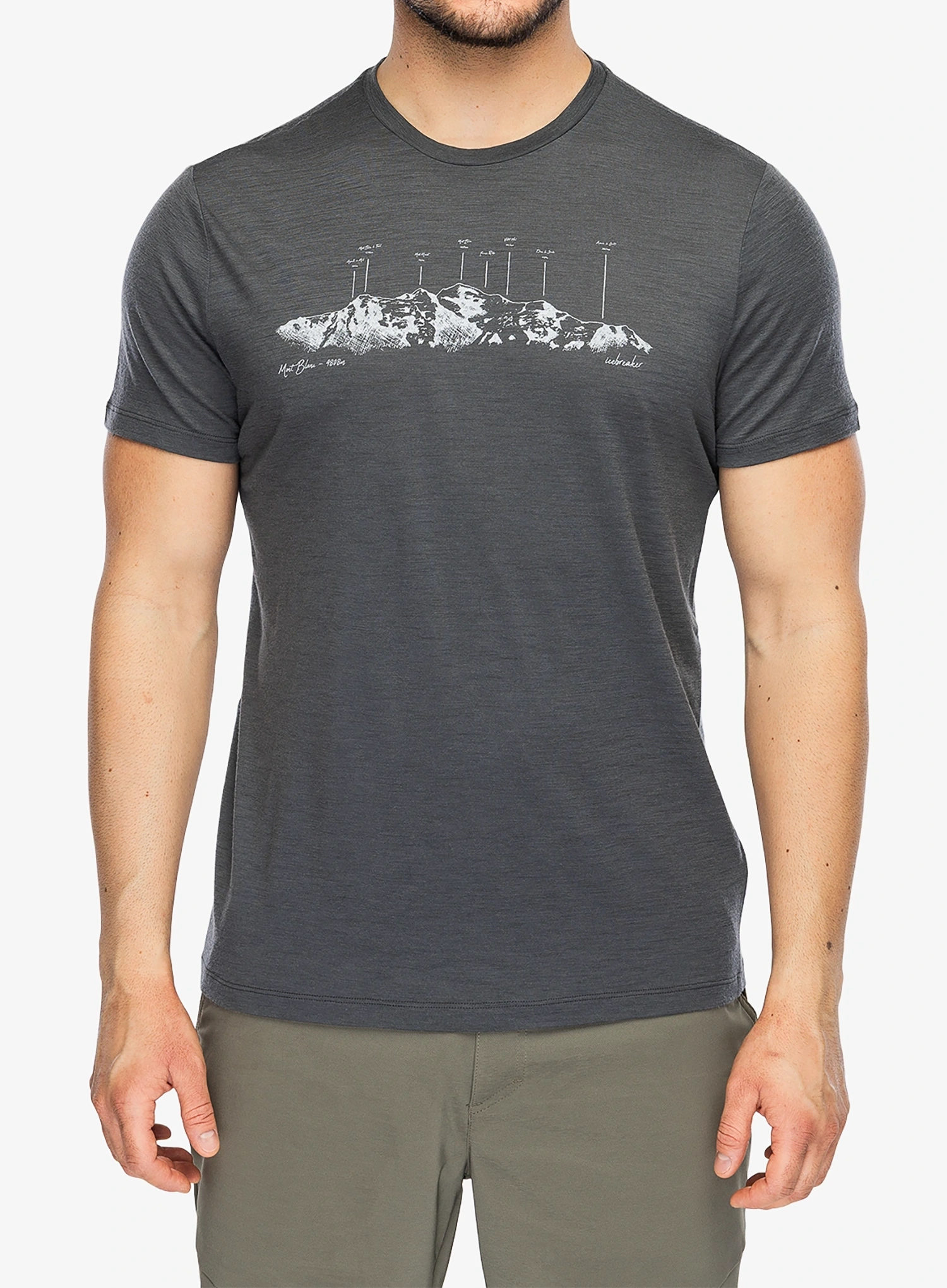 Tričko s potlačou Icebreaker Merino 150 Tech Lite SS Tee The Peaks - obsidian
