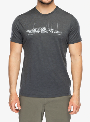 Tričko s potlačou Icebreaker Merino 150 Tech Lite SS Tee The Peaks - obsidian