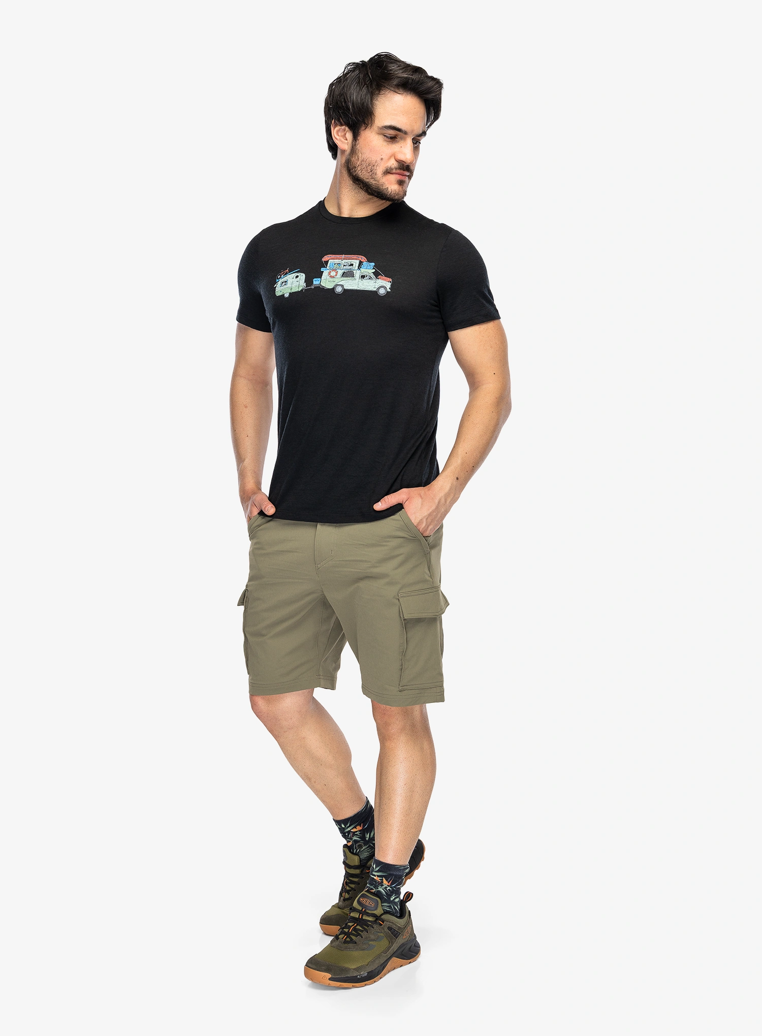 Tričko s potlačou Icebreaker Merino 150 Tech Lite SS Tee Transportage - black