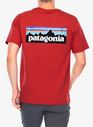 Tričko s potlačou Patagonia P-6 Logo Responsibili-Tee - amanita red