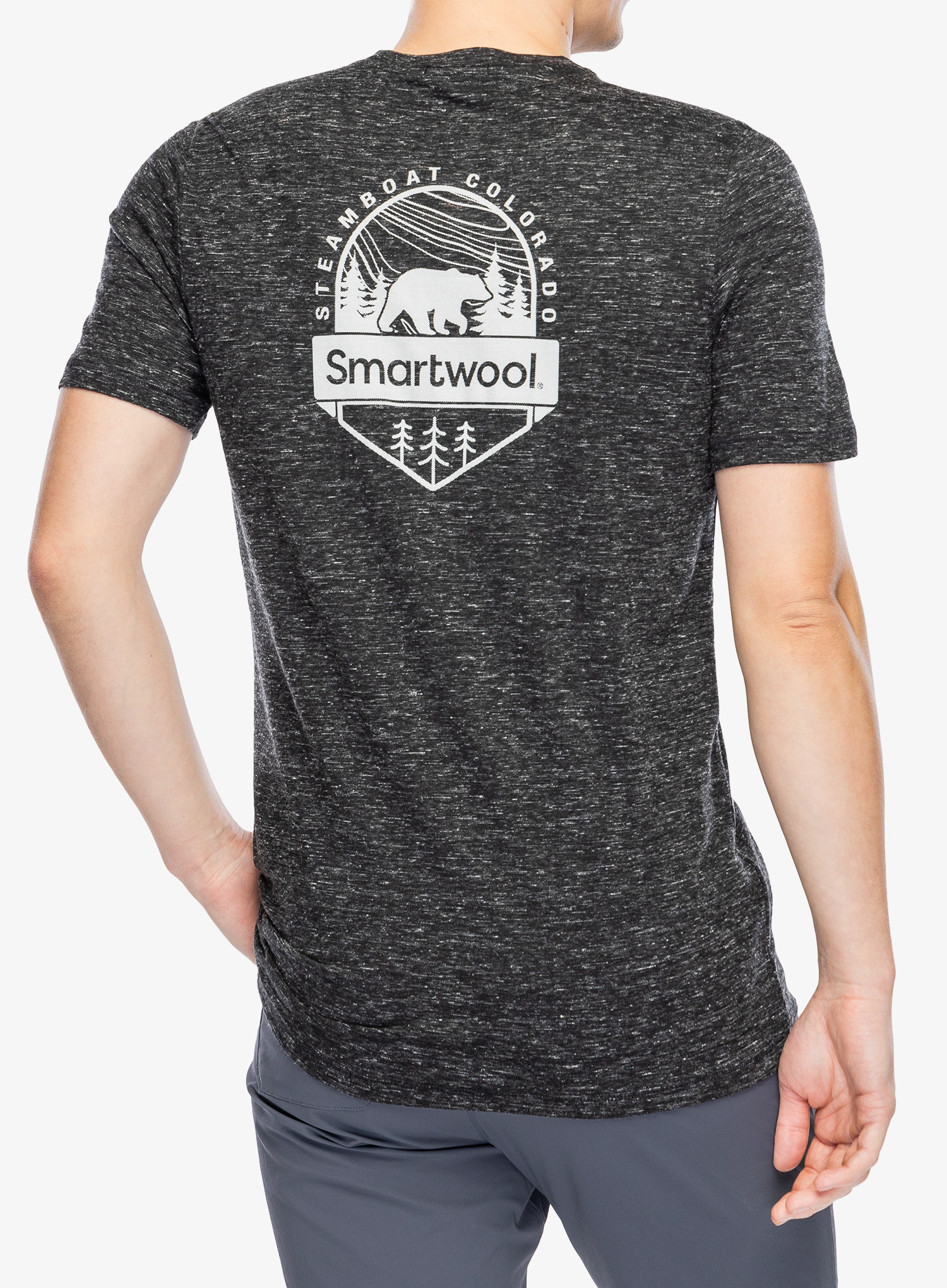 Tričko s potlačou Smartwool Bear Trail Hemp Short Sleeve Graphic Tee - black heather