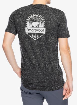 Tričko s potlačou Smartwool Bear Trail Hemp Short Sleeve Graphic Tee - black heather