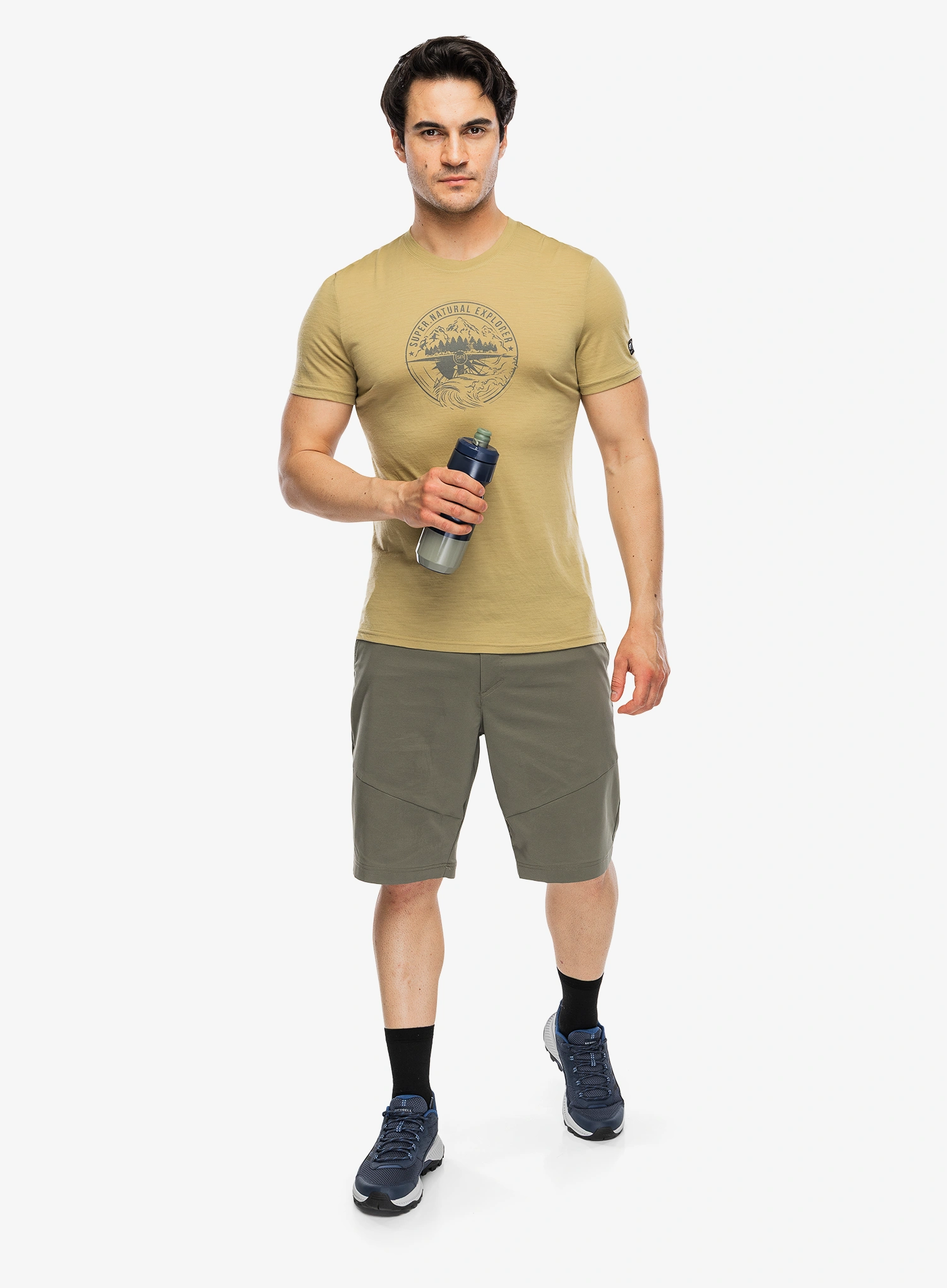 Tričko s potlačou Super.natural Exploring Tee - sahara/cashmere grey melange