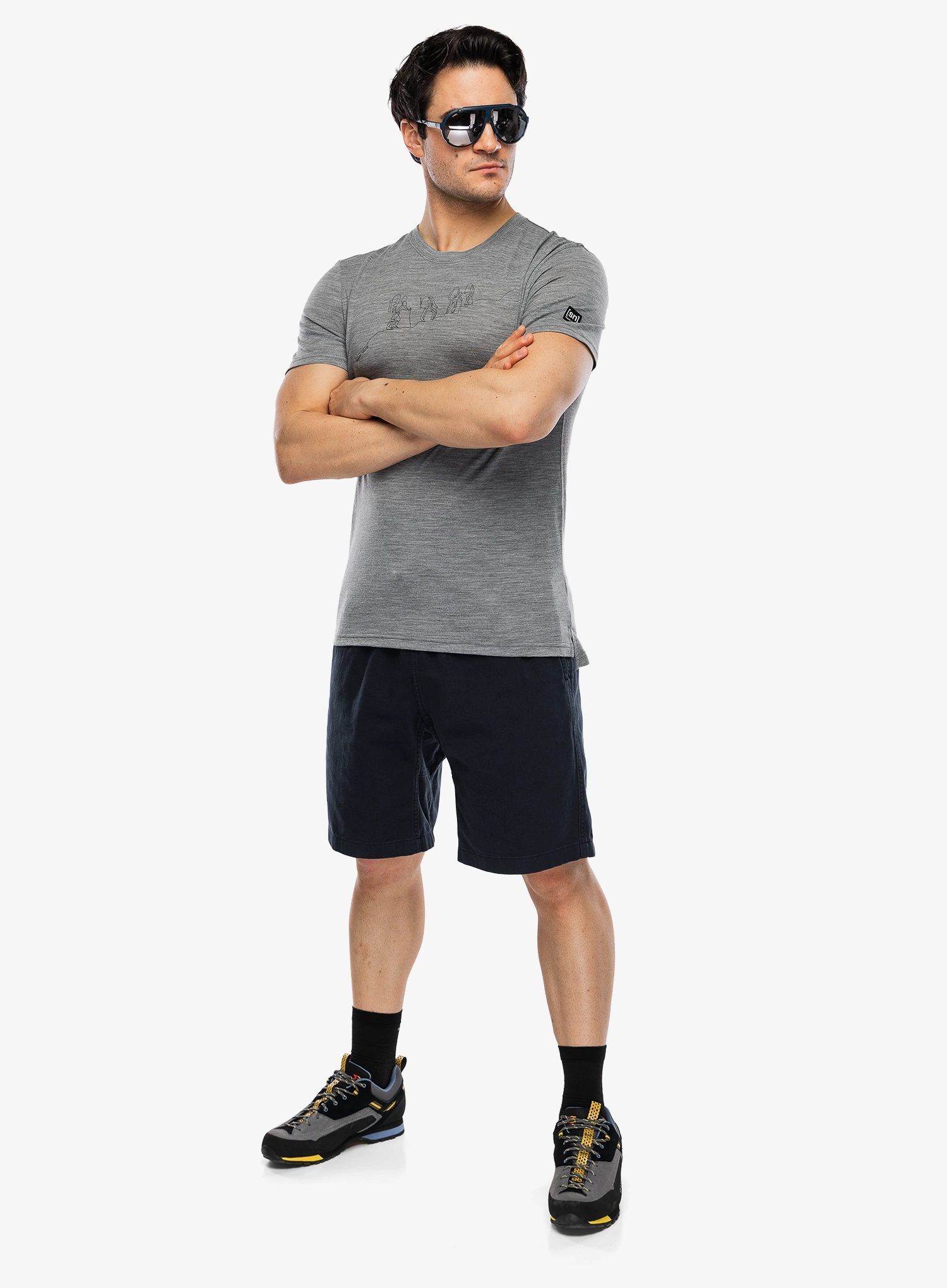 Tričko s potlačou Super.natural Hiking Tee - c.mere grey mel/c.mere gry mel