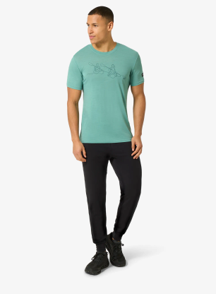 Tričko s potlačou Super.natural Kanulines Tee - lagoon green/blueberry