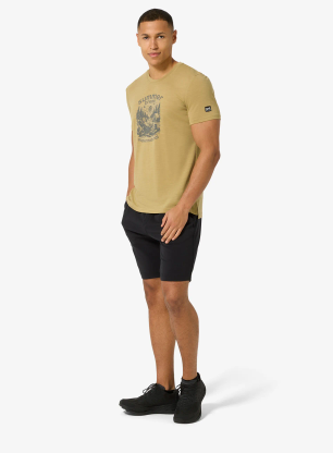 Tričko s potlačou Super.natural Summer Break Tee - sahara/cashmere grey melange