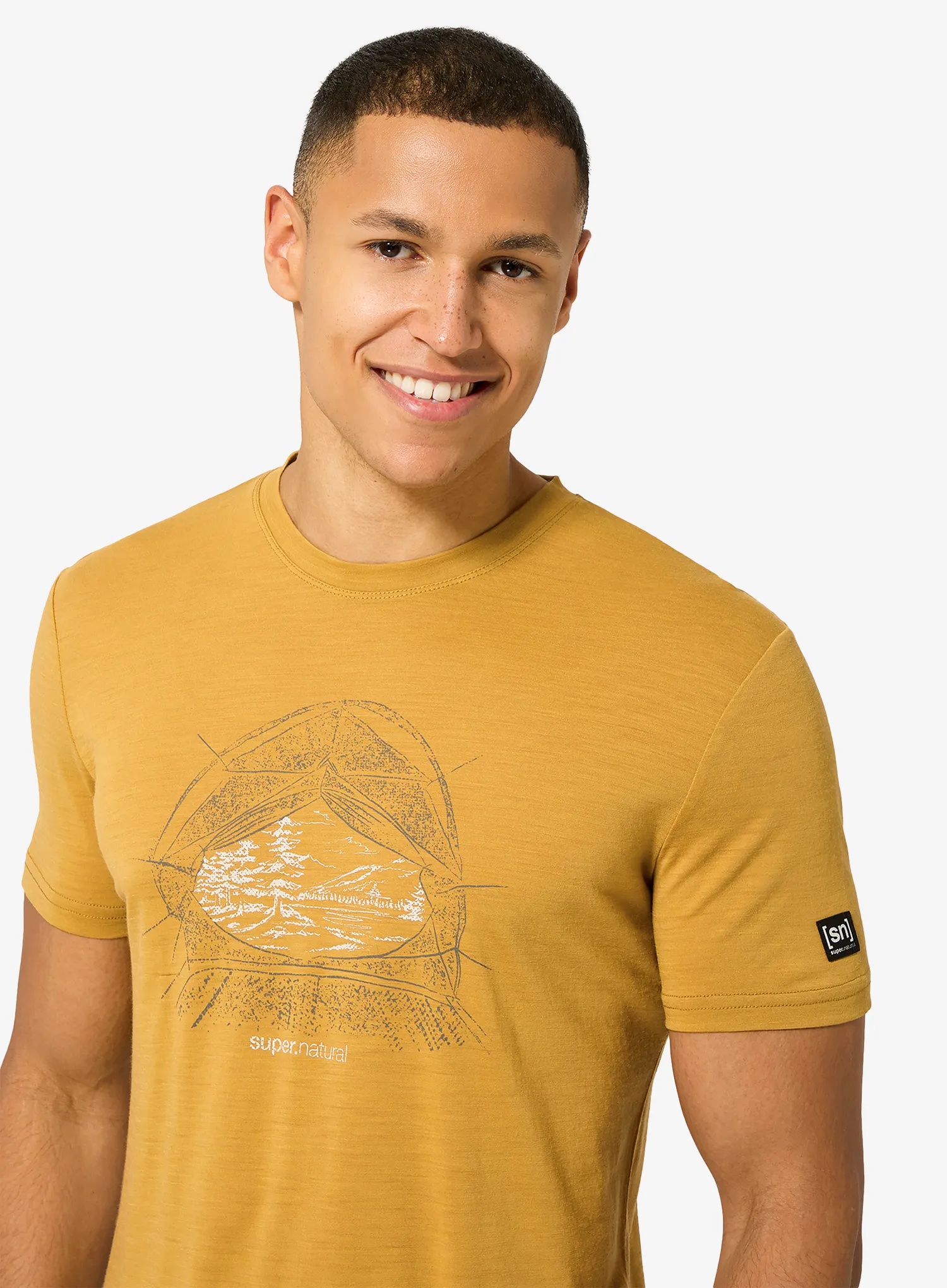 Tričko s potlačou Super.natural Tent View Tee - dried tobacco/various