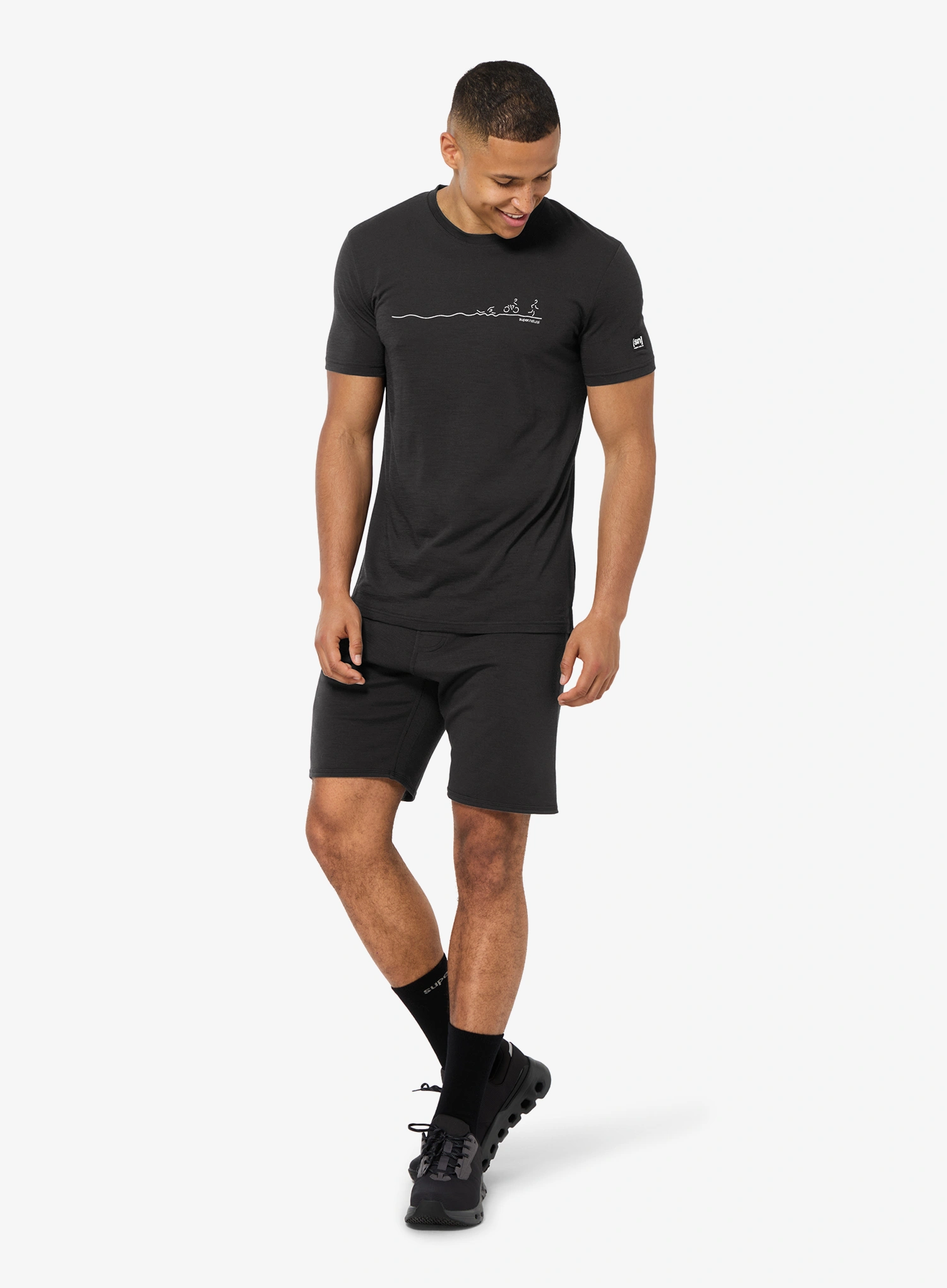 Tričko s potlačou Super.natural Tri Tee - jet black/vapor grey